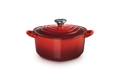 Le Creuset - Braadpan "Hart" in Geëmailleerd Gietijzer met RVS Hartjesknop Braadpan Le Creuset 