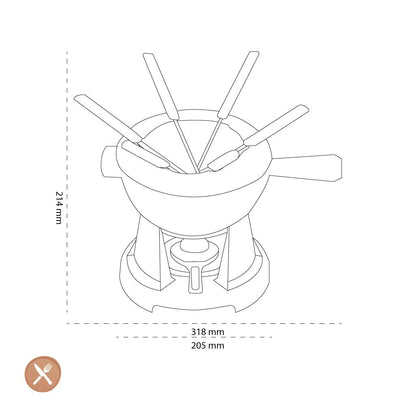 Le Creuset - Fondueset, ook voor kaas Kersenrood 20cm 2l Le Creuset 