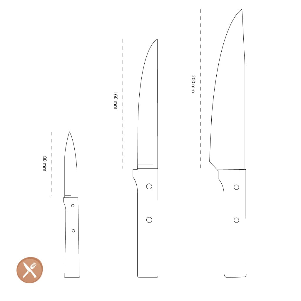 Opinel - Messenset 3delig, Opinel Parallèle, rvs/hout Opinel 