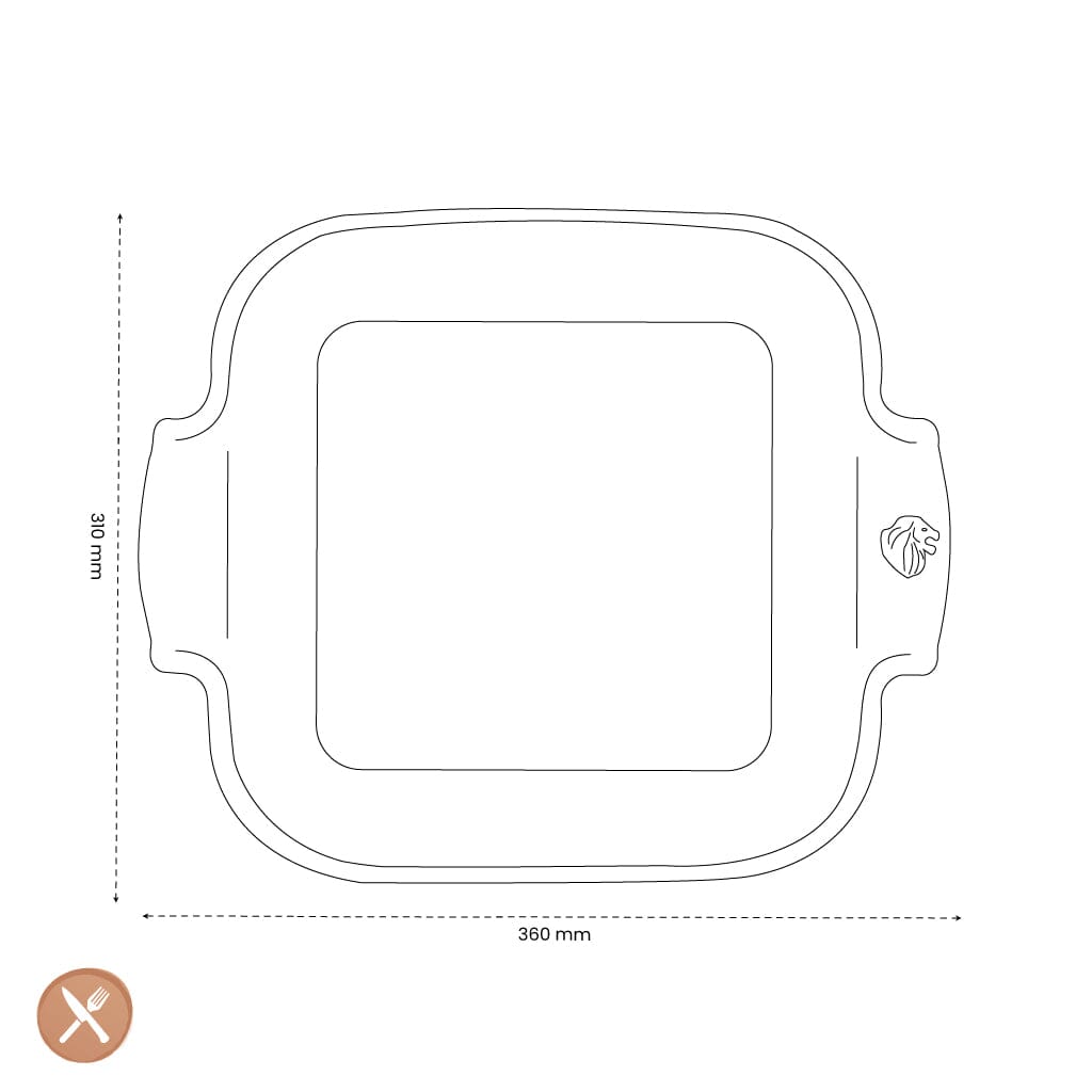 Peugeot - Appolia Ovenschaal Vierkant 36 cm Leistenen Ovenschaal Peugeot 