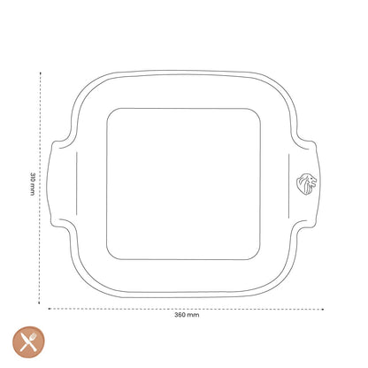 Peugeot - Appolia Ovenschaal Vierkant 36 cm Leistenen Ovenschaal Peugeot 