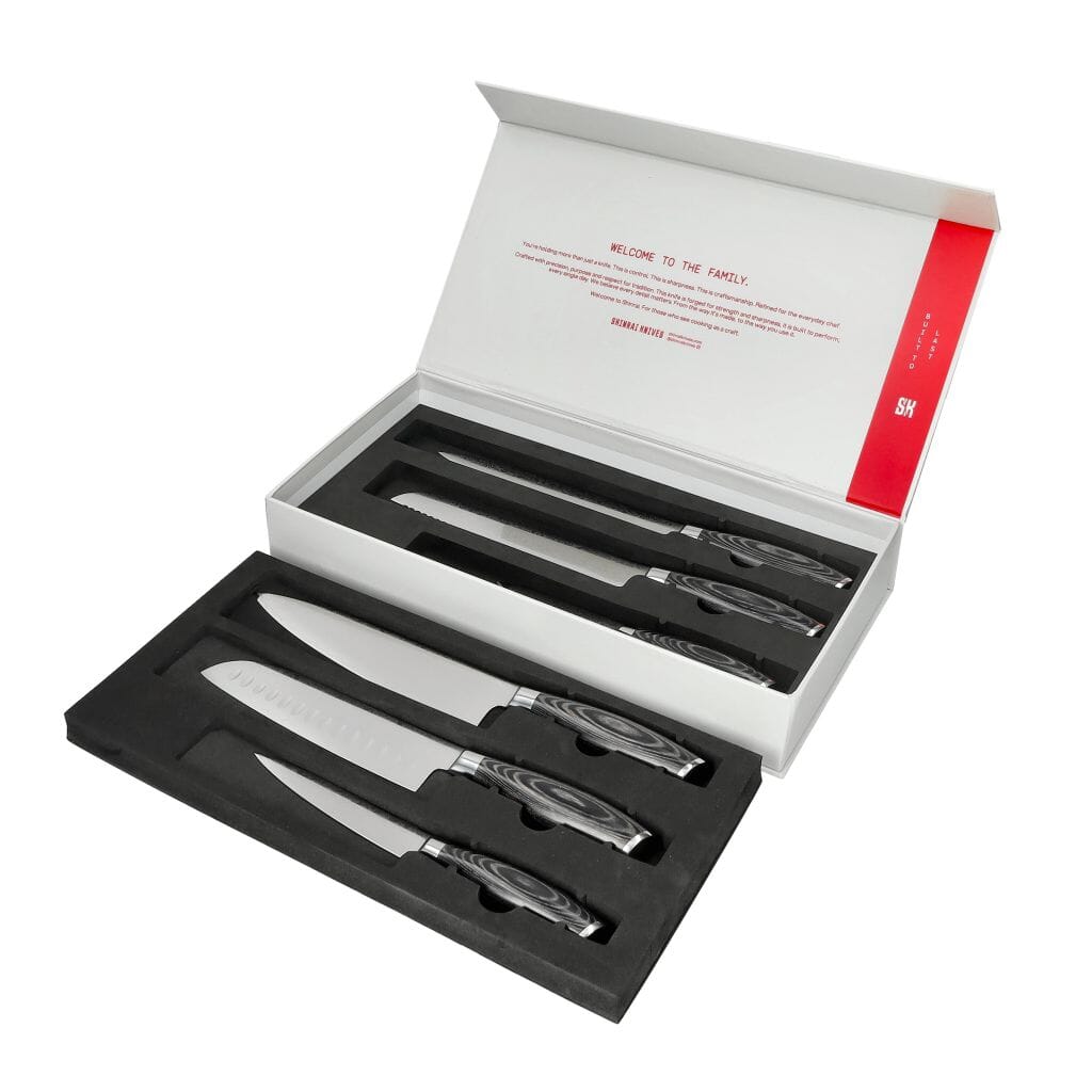 Shinrai Knives - Damast Pakka Wood 6-delige Messenset Messenset Shinrai Knives 