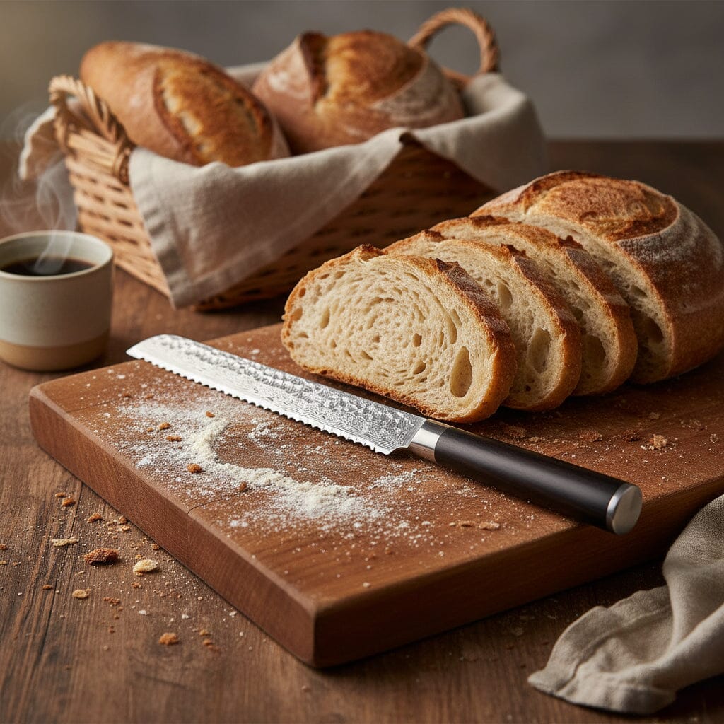 Shinrai Knives - Hammered Damast BR Broodmes 20 cm Broodmes Shinrai Knives 