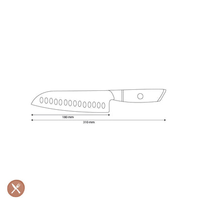 Shinrai Knives - Hikari Damascus Santoku mes 18 cm Santokumes Shinrai Knives 