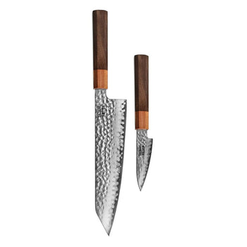 Shinrai Knives - Kigami Exclusive Damascus 2-delige set - Kiritsuke + Schilmes Messenset Shinrai Knives 