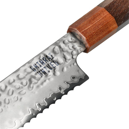 Shinrai Knives - Kigami Exclusive Damascus 5-delige set - Koksmes + Broodmes + Nakiri + Officemes + Schilmes Messenset Shinrai Knives 