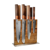 Couteaux Shinrai - Coffret exclusif Kigami en acier damassé 7 pièces + bloc à couteaux double face Cito