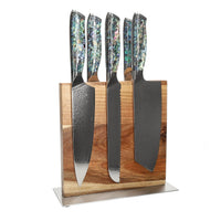 Shinrai Knives - Parelmoer Jewels 5-delige Messenset + Messenblok Cito dubbelzijdig Messenset met blok Shinrai Knives 