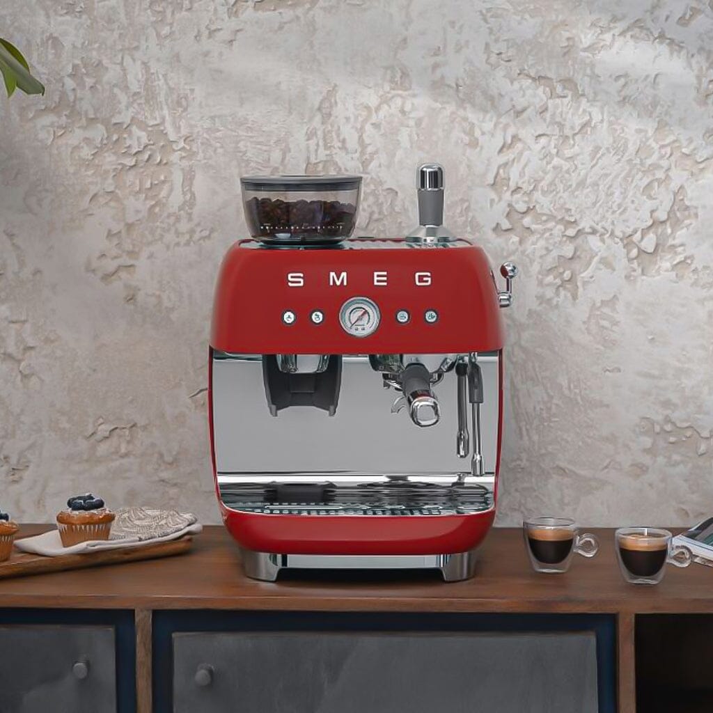 Smeg - Espressomachine | Watergroen | Jaren 50 | Handmatige espressomachine met geïntegreerde bonenmaler Handmatige Espressomachine Smeg 