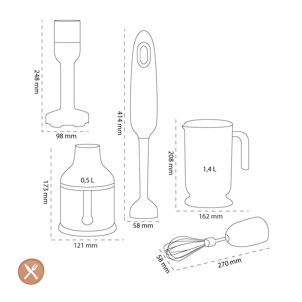 Smeg - Staafmixer | Zwart | Jaren 50 | Staafmixer met accessoires | Plus pakket Staafmixer Smeg 