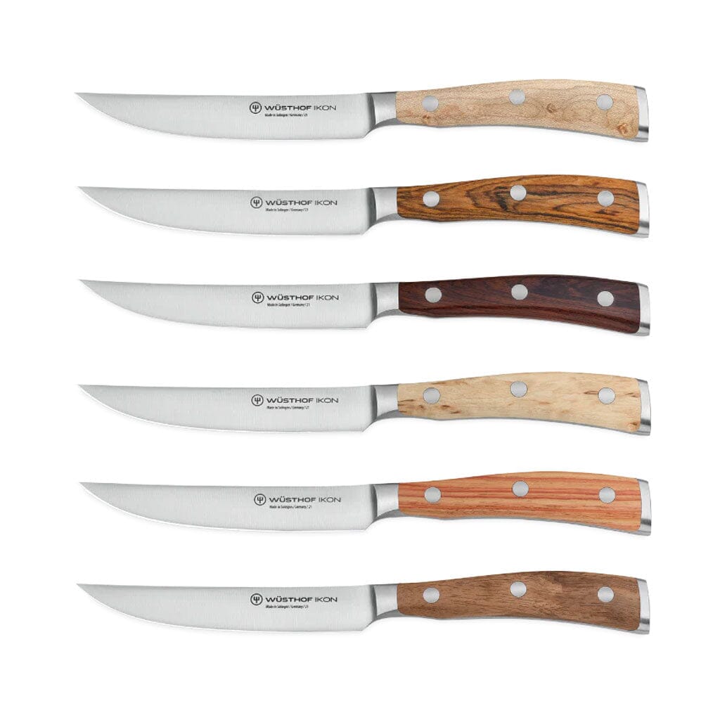 Wusthof - Ikon Steakmessenset 6-delig + Lederen Messentas Messenset Wusthof 