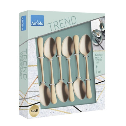 Amefa - Gold Matt PVD 6 Mocca Spoons in trend box - gold Amefa 