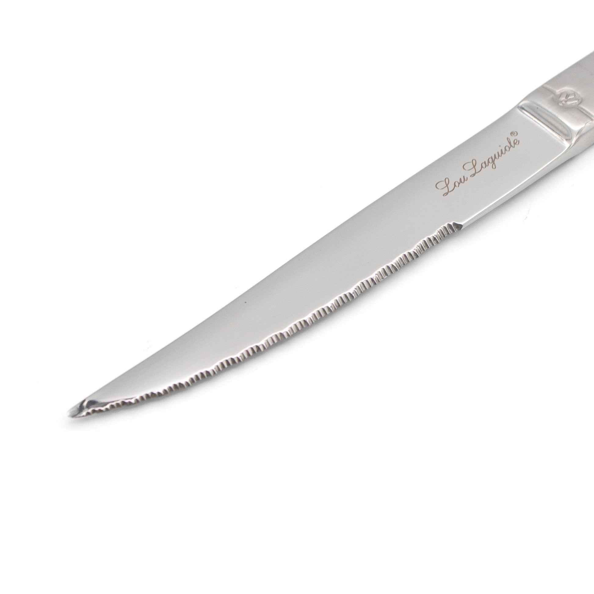 Lou Laguiole - 6-pc steak knives in grey block - satin Steakmes Lou Laguiole 